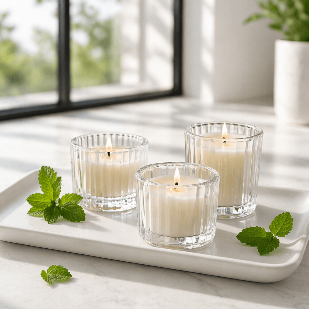 Clear Glass Candle Holder Detail 1